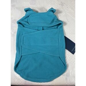 VIVAGLORY Dog Fleece Coat Warm Jacket Size Medium- Easy On/Off Comfort Blue